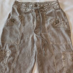 American Eagle Outfitters Tan Cargo Pants, Sz. O Regular; Washable Linen Blend